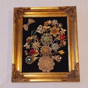 Floral Artisan Picture Art With Upcycled Jewelry